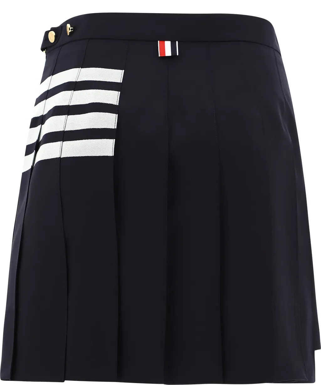 4-Bar Striped Pleated Mini Skirt