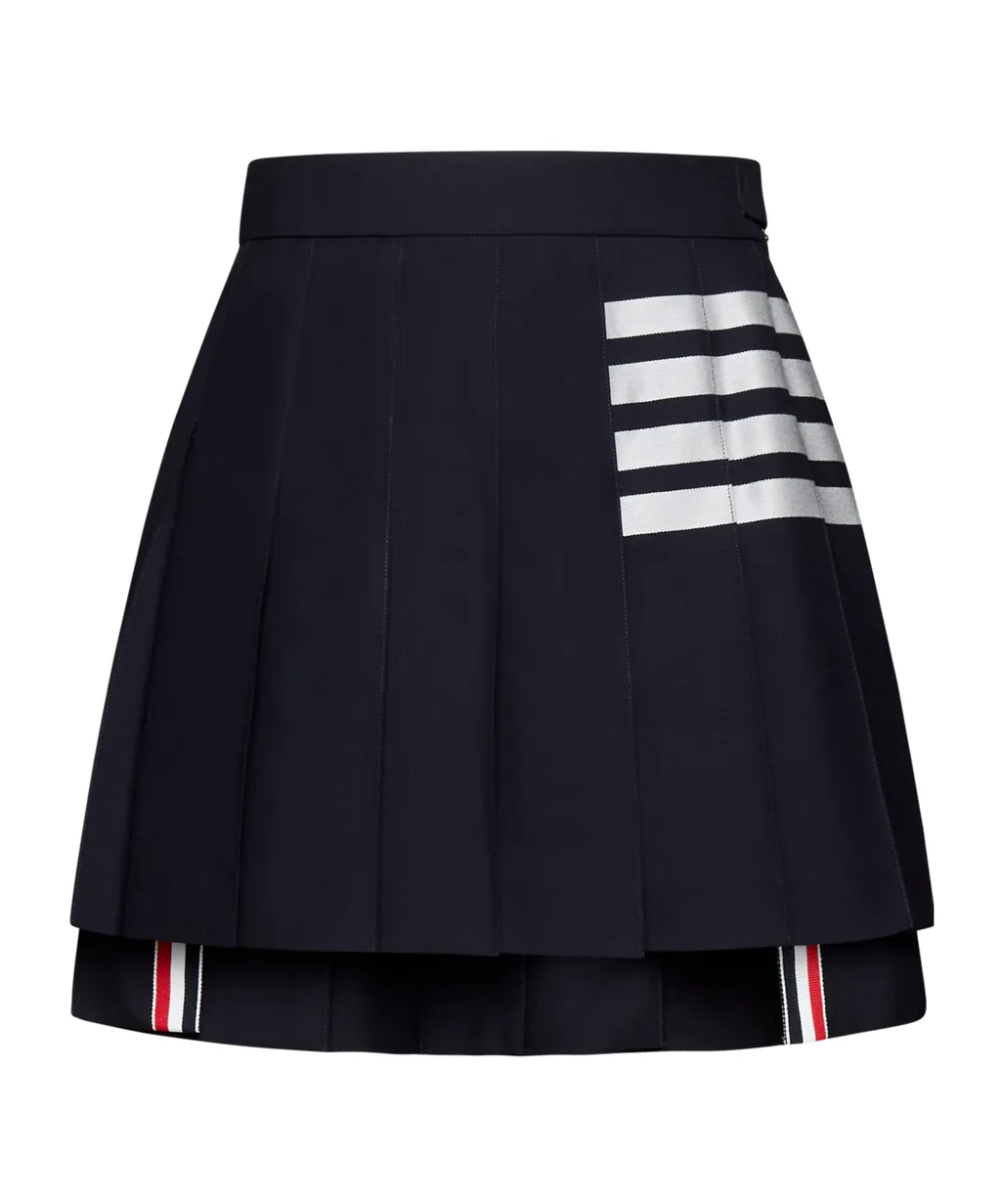 4-Bar Striped Pleated Mini Skirt
