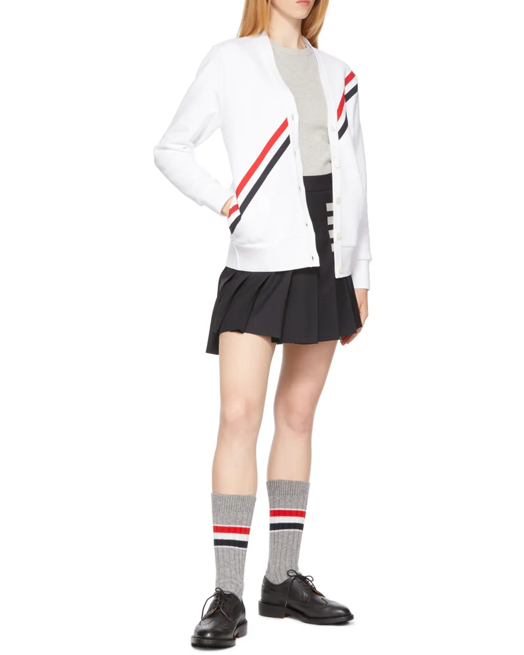 4-Bar Striped Pleated Mini Skirt