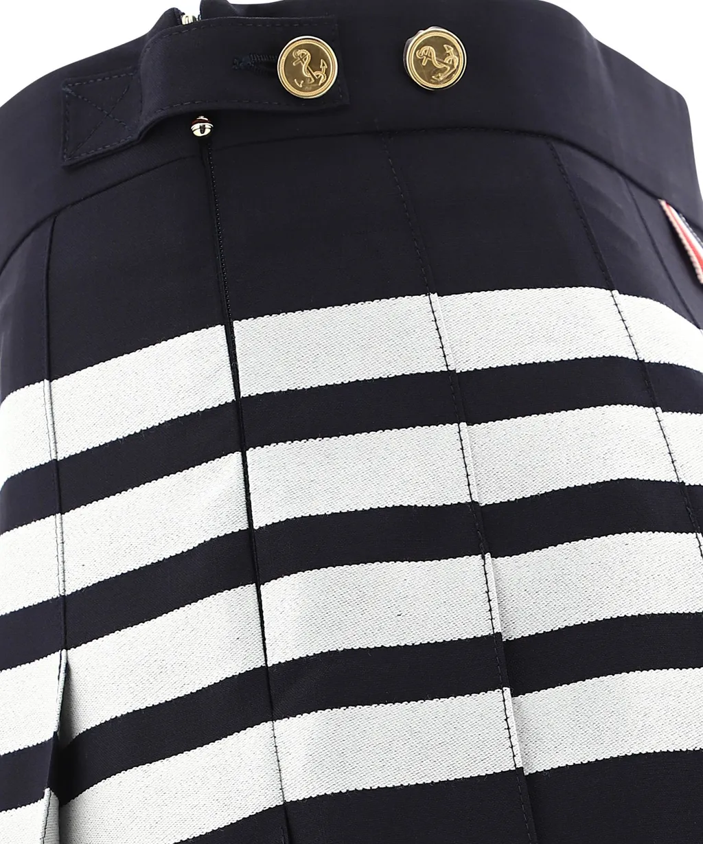 4-Bar Striped Pleated Mini Skirt