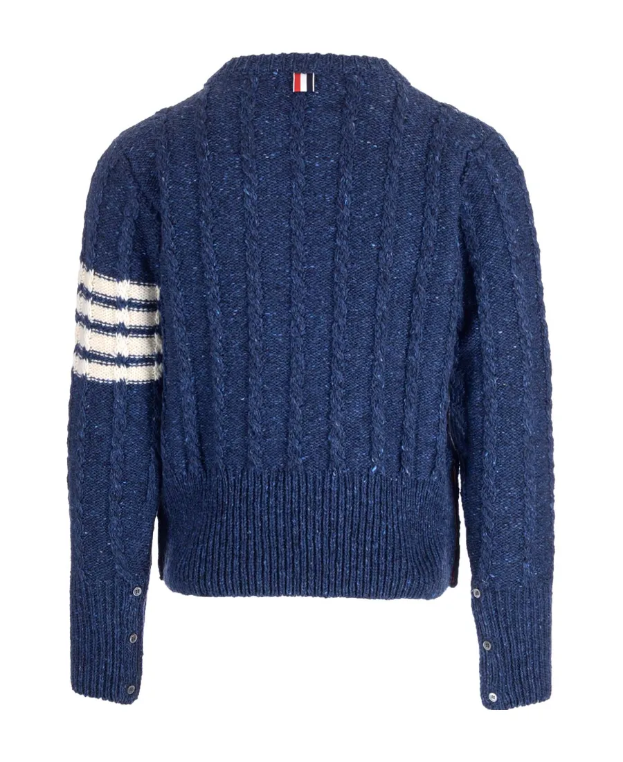 Rwb Stripe Cable-Knit Crewneck Jumper
