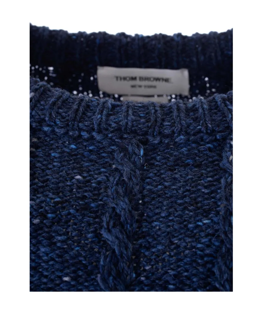 Rwb Stripe Cable-Knit Crewneck Jumper