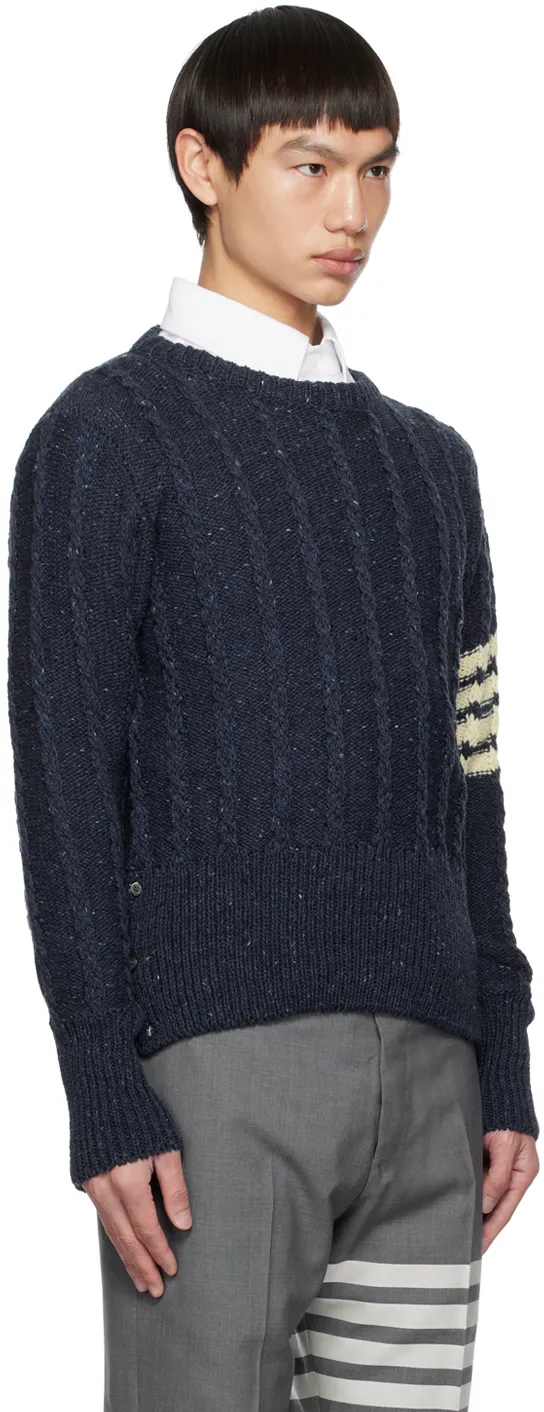 Rwb Stripe Cable-Knit Crewneck Jumper