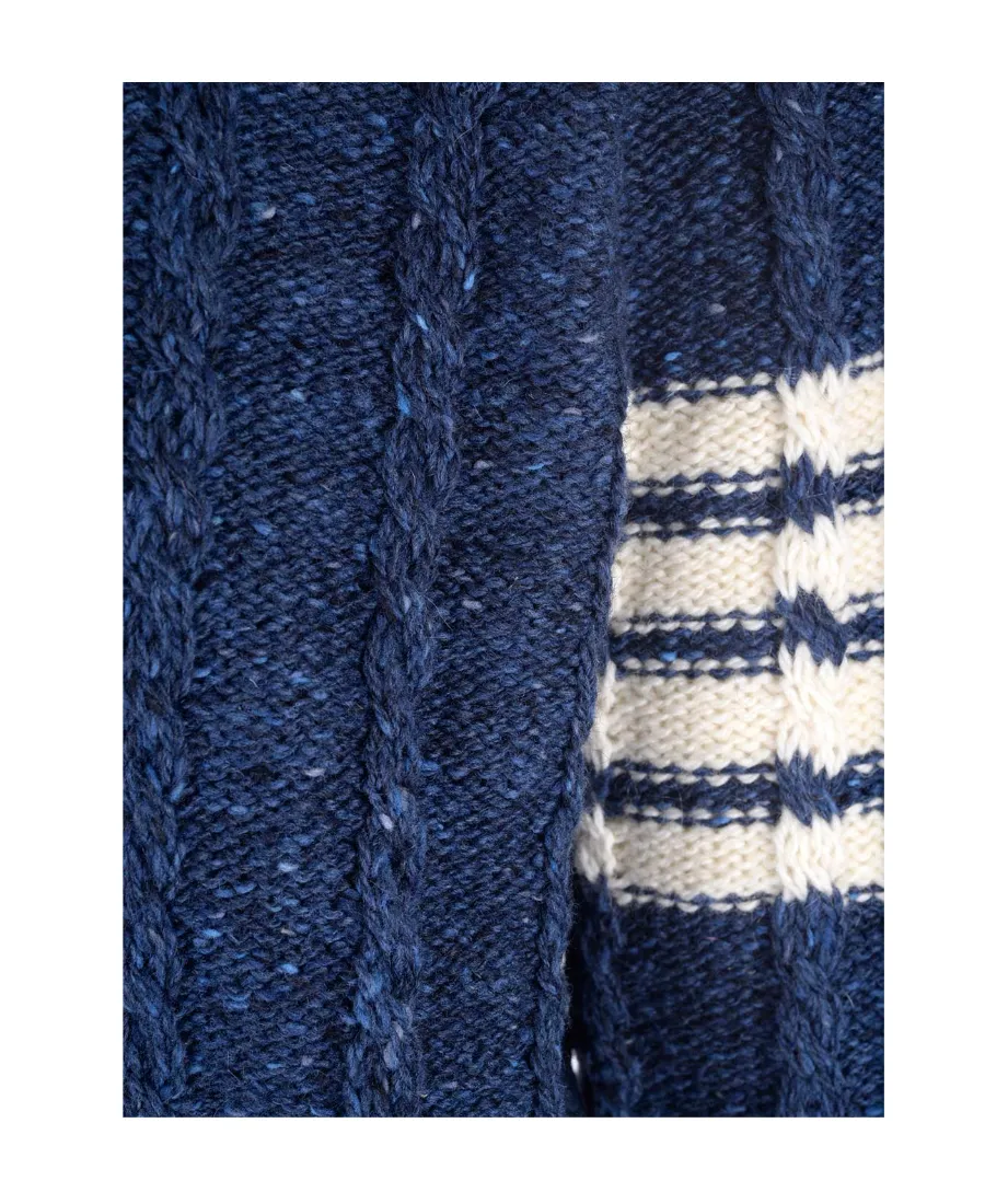 Rwb Stripe Cable-Knit Crewneck Jumper