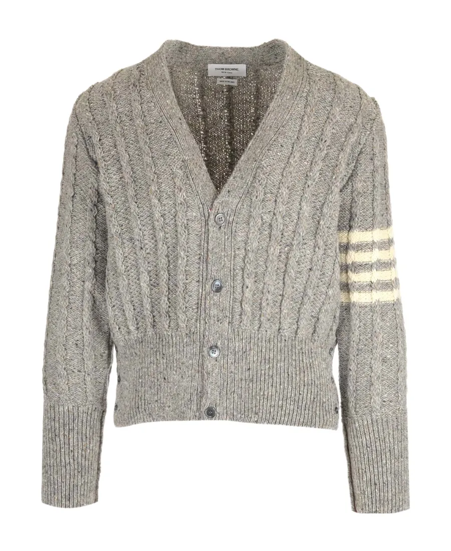 Rwb Striped Twist Cable-Knitted Cardigan