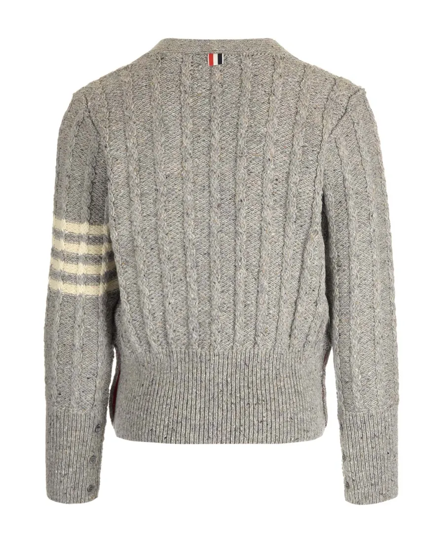 Rwb Striped Twist Cable-Knitted Cardigan