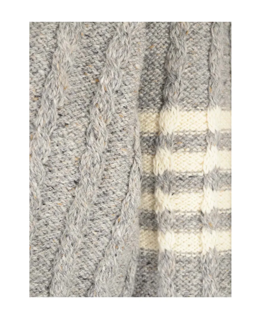 Rwb Striped Twist Cable-Knitted Cardigan