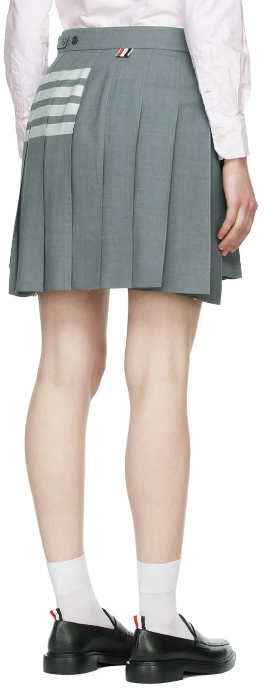 4-Bar Striped Pleated Mini Skirt