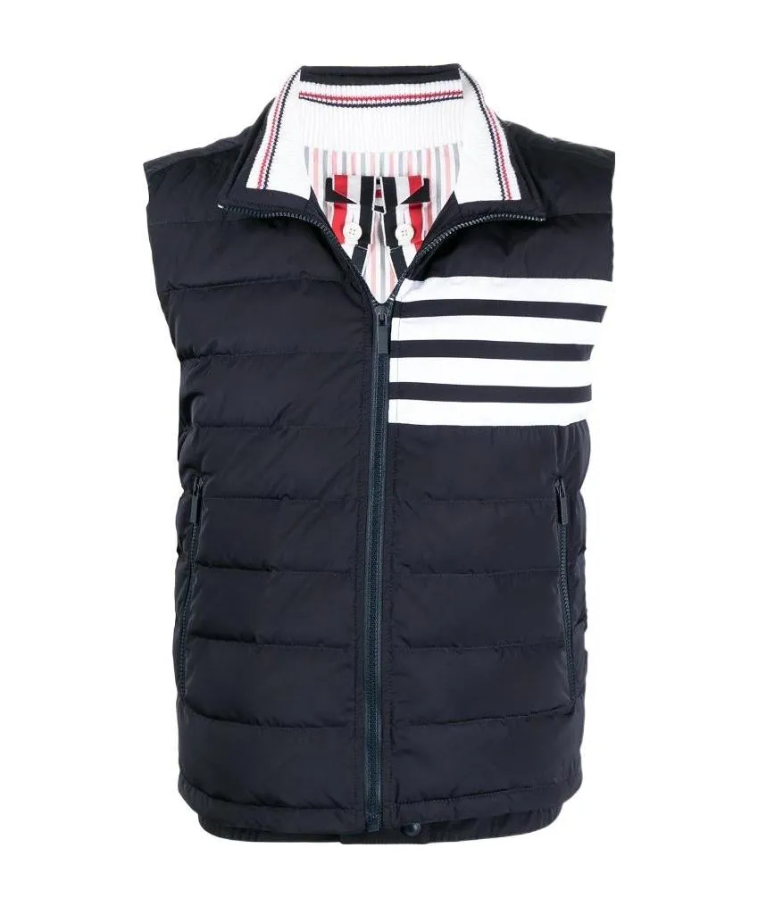4-Bar Motif Zipped Gilet