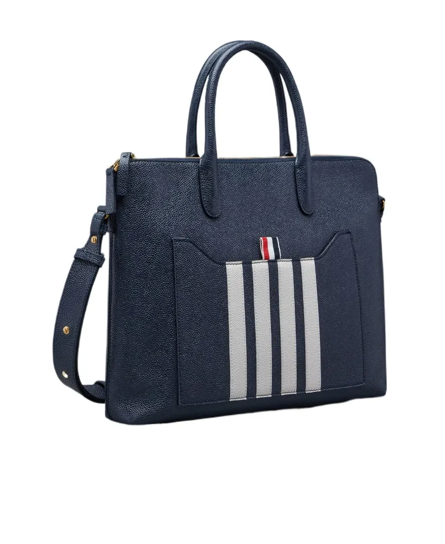 4-Bar Stripe Zipped Briefcase