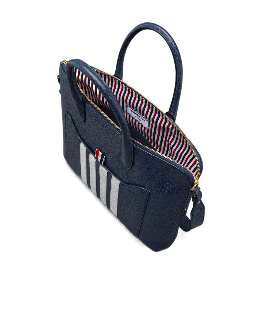 4-Bar Stripe Zipped Briefcase