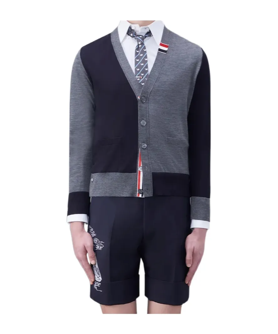 Panelled Button-Up Cardigan