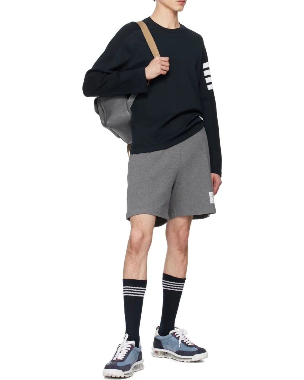 4-Bar Striped Crewneck Sweatshirt