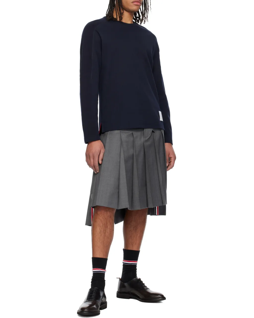 4-Bar Striped Crewneck Sweatshirt