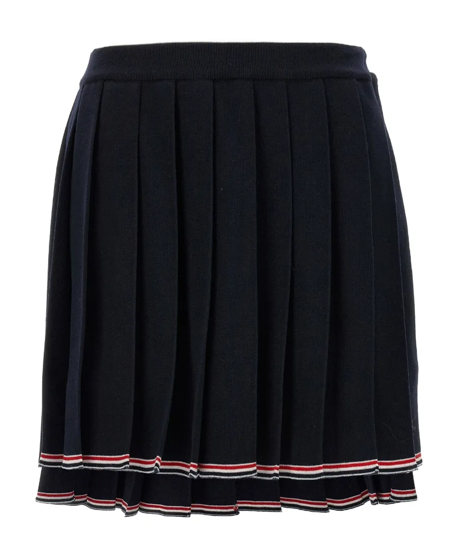 Pleated Full Needle Knitted Skirt
