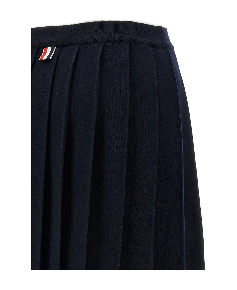 Pleated Full Needle Knitted Skirt