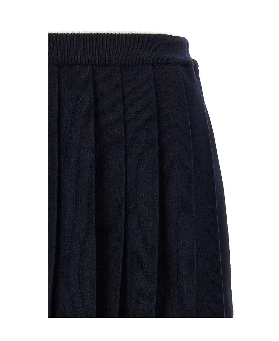 Pleated Full Needle Knitted Skirt