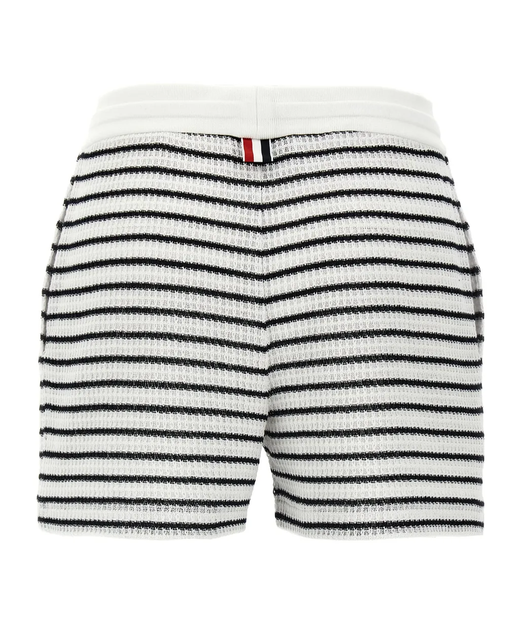 Logo Patch Striped Drawstring Shorts