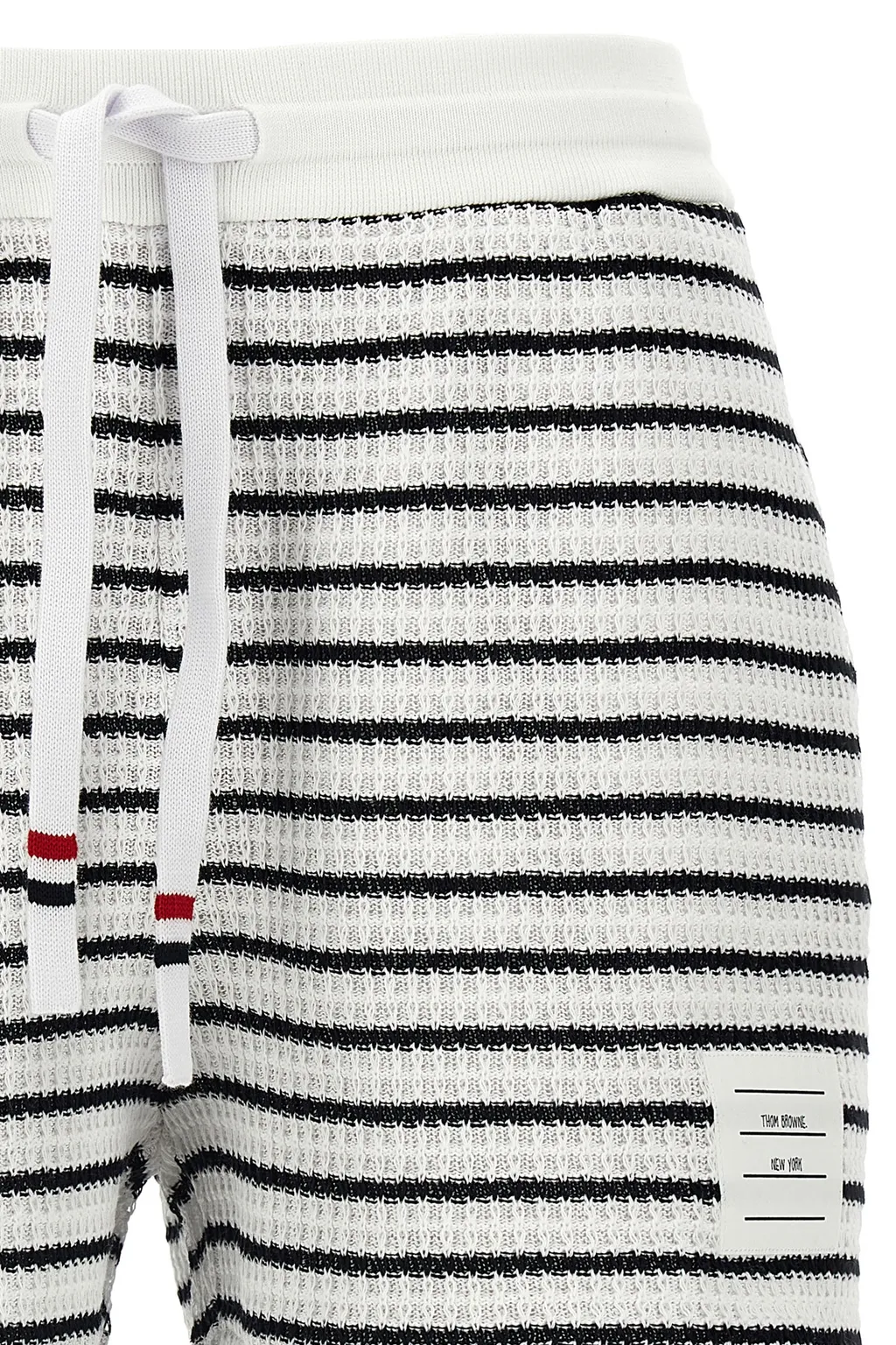 Logo Patch Striped Drawstring Shorts