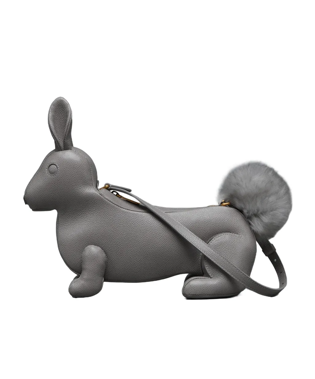 Squirrel-Motif Zipped Shoulder Bag