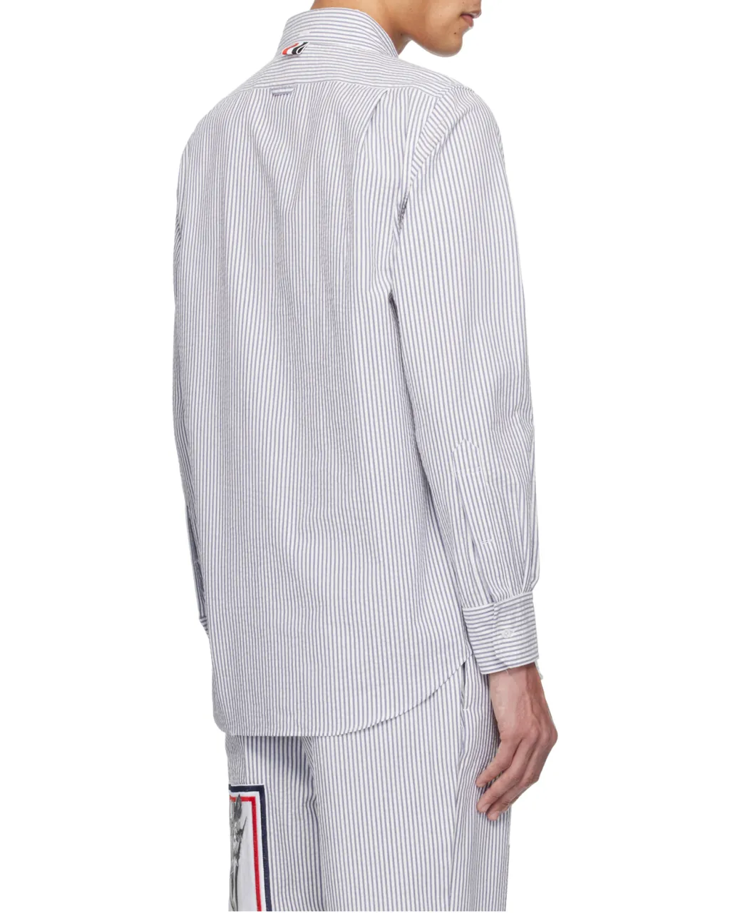 Floral-Embroidered Striped Shirt