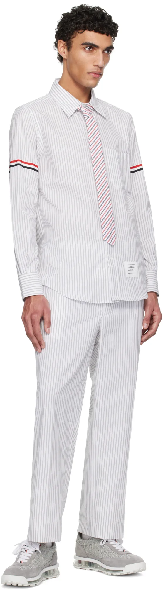 Rwb-Striped Curved Hem Shirt