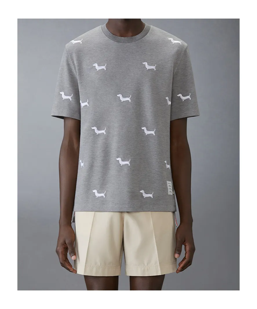 Dog-Embroidered Crewneck T-Shirt