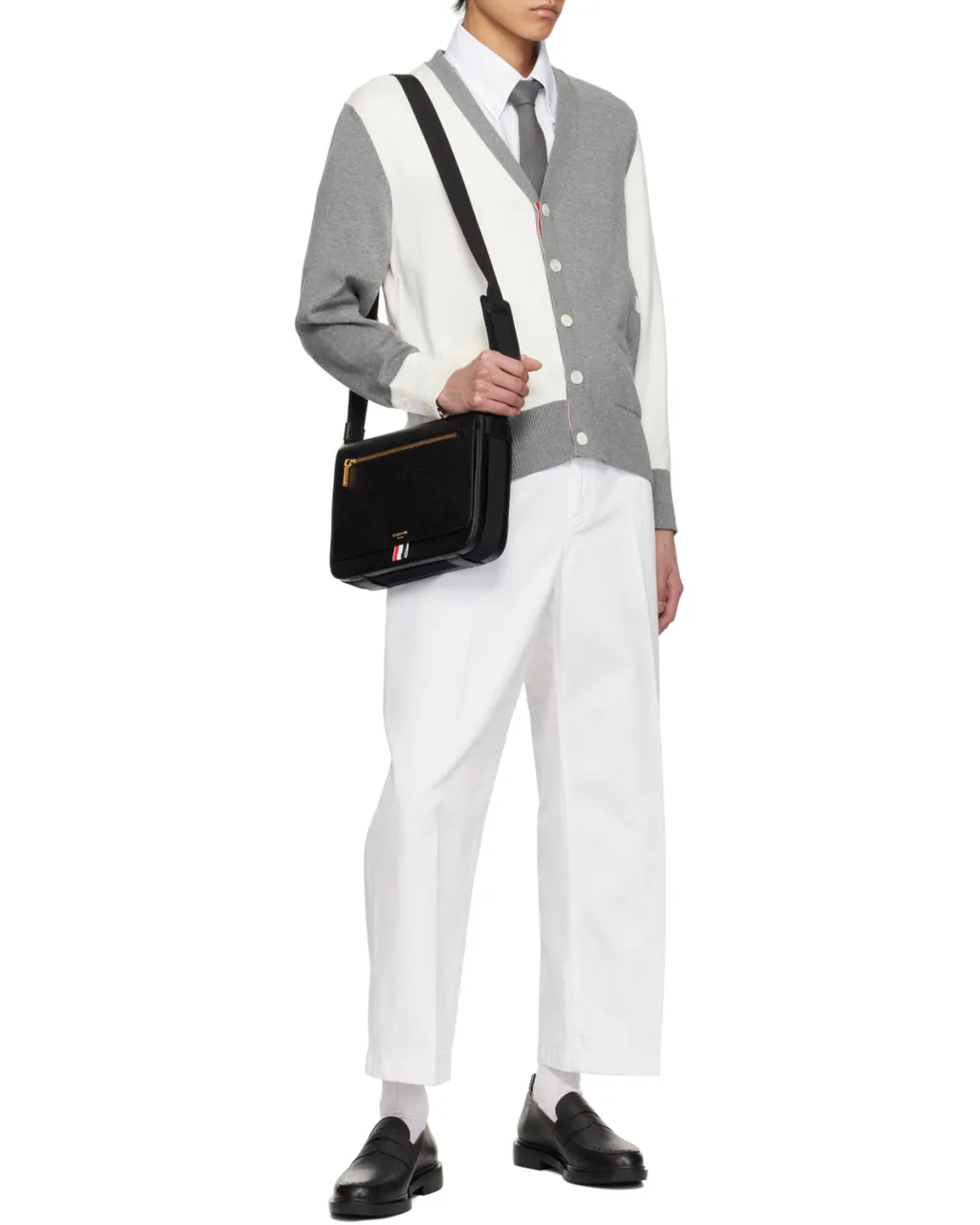 4-Bar Colourblock Button-Up Cardigan