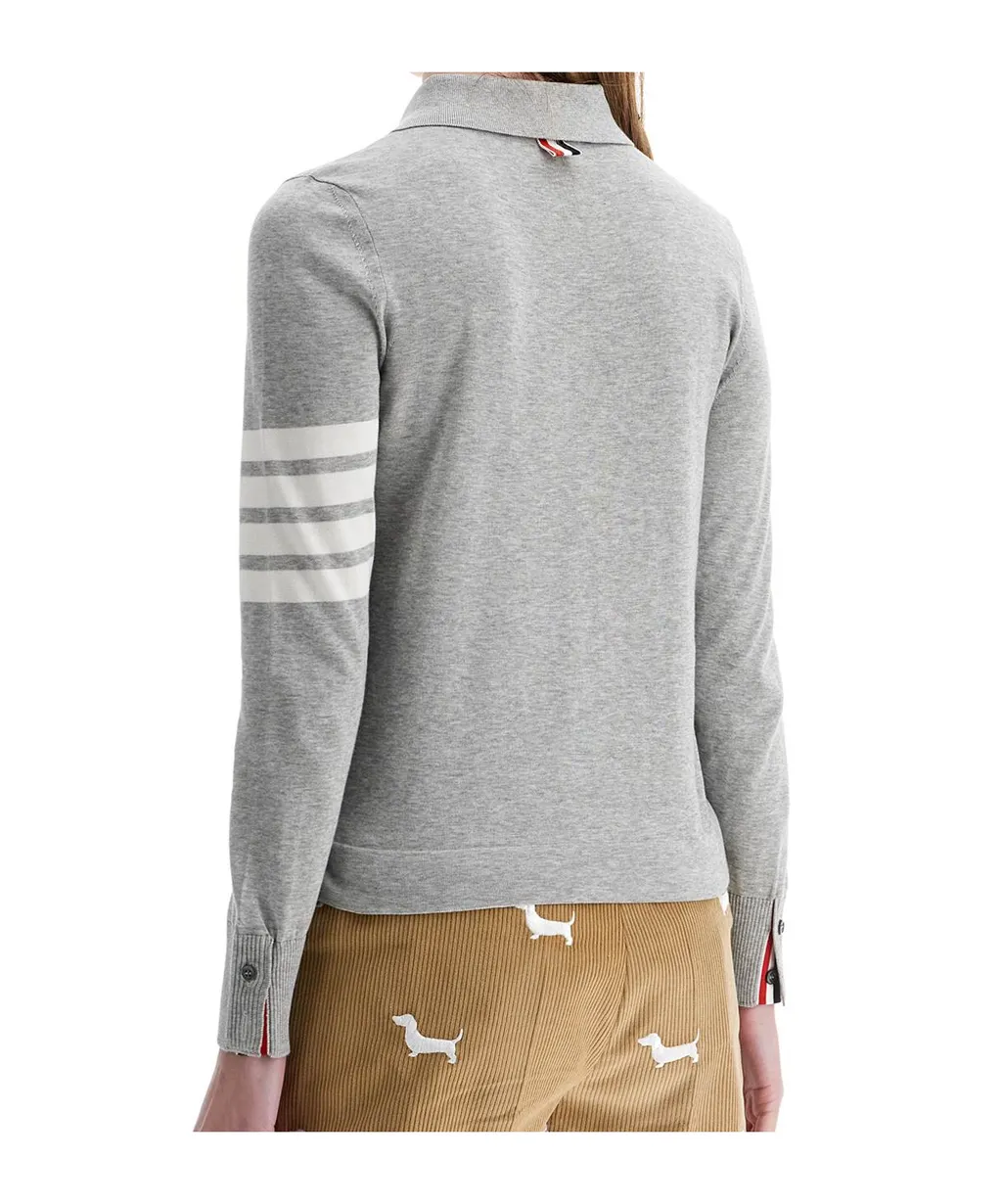 4-Bar Stripe Knitted Polo Shirt