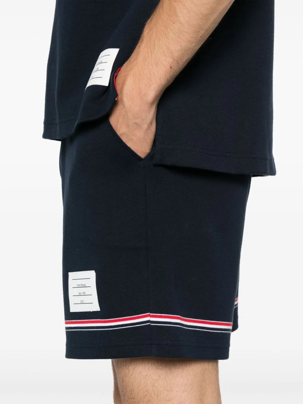 Mid-Rise Drawstring Track Shorts