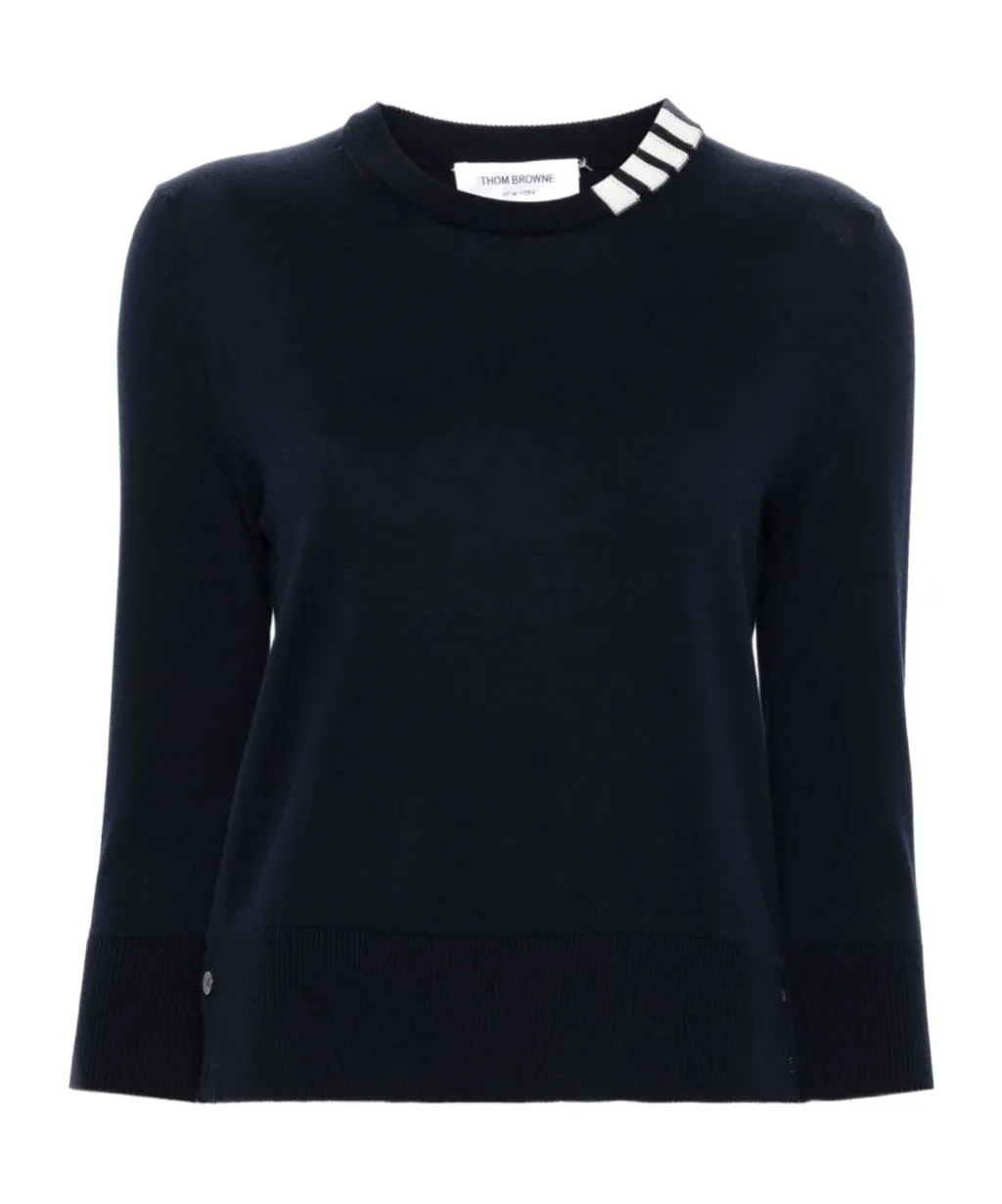 4-Bar Stripe Detailed Crewneck Jumper