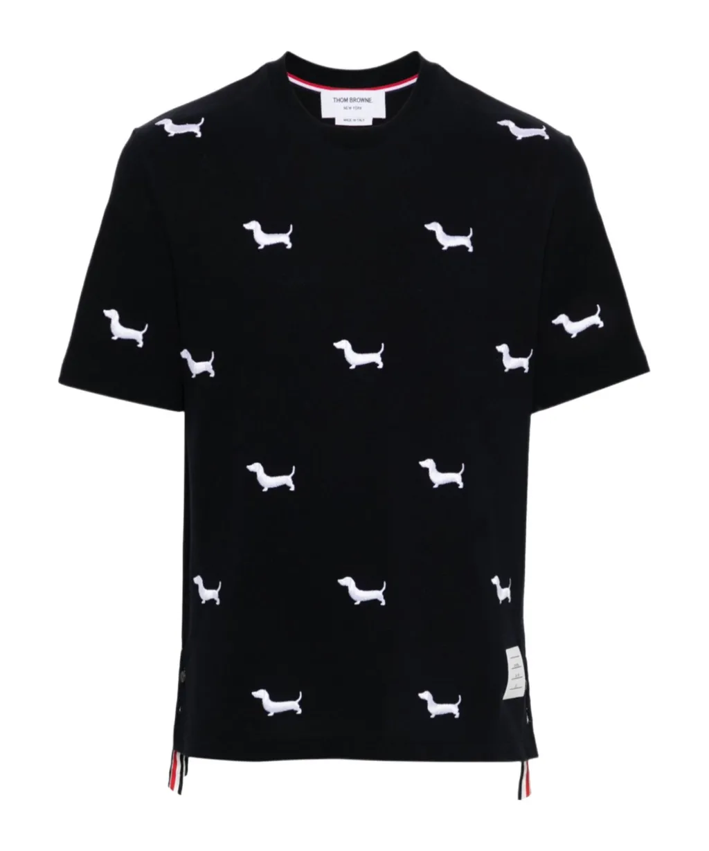 Dog-Embroidered Crewneck T-Shirt