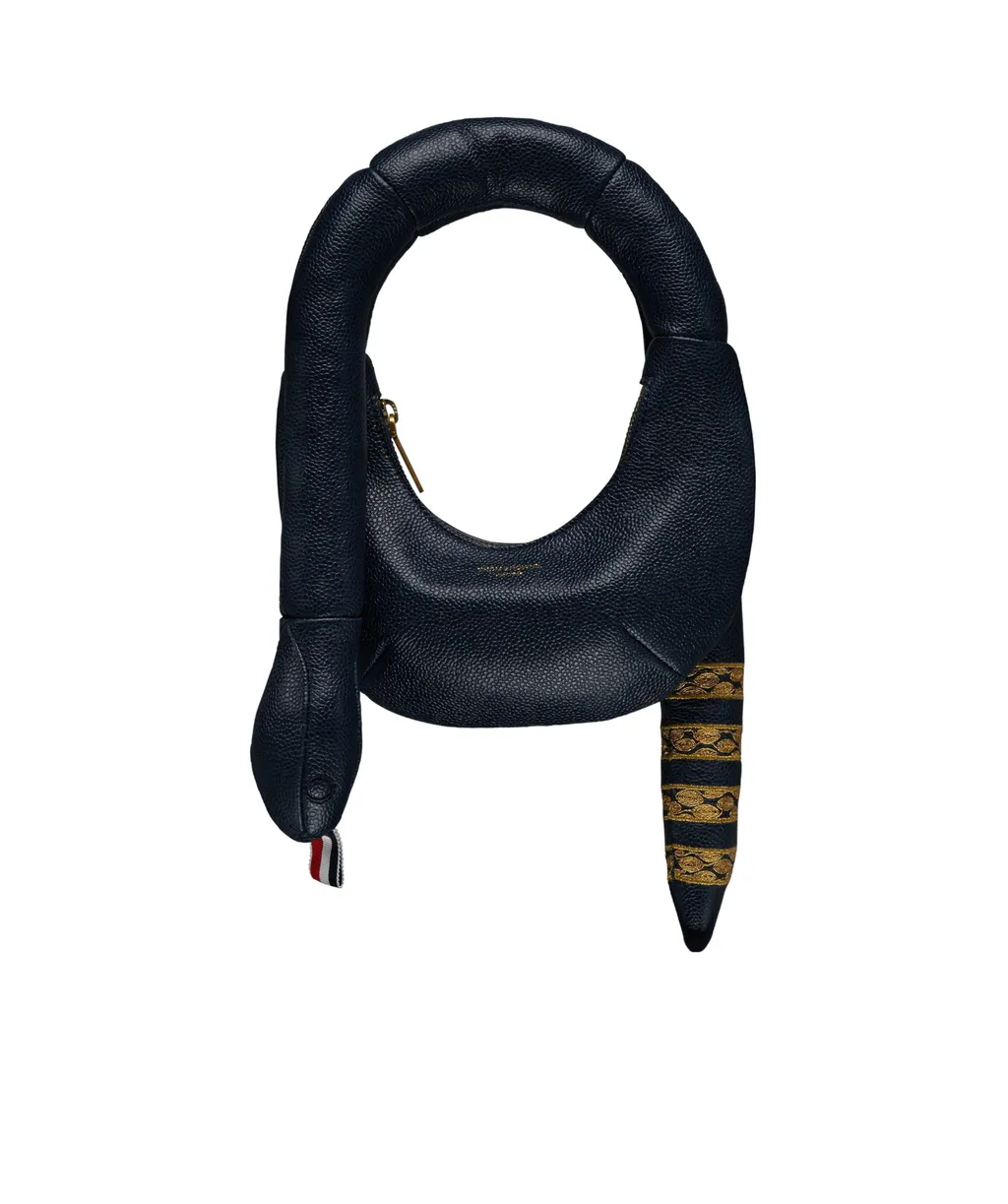 4-Bar Embroidered Snake-Shape Shoulder Bag