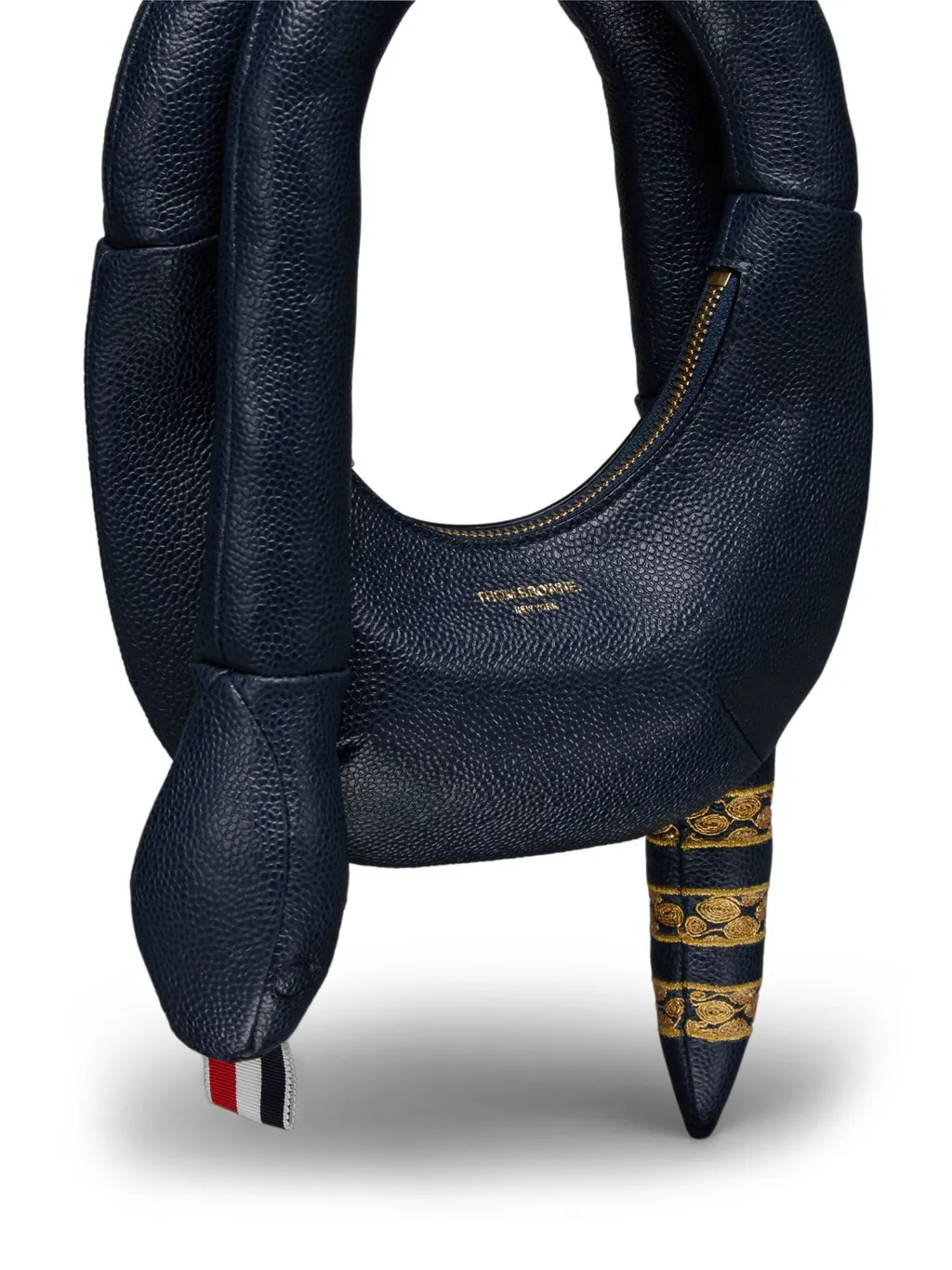 4-Bar Embroidered Snake-Shape Shoulder Bag