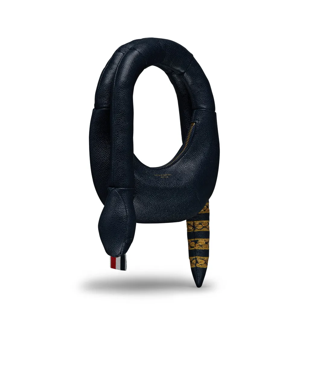 4-Bar Embroidered Snake-Shape Shoulder Bag