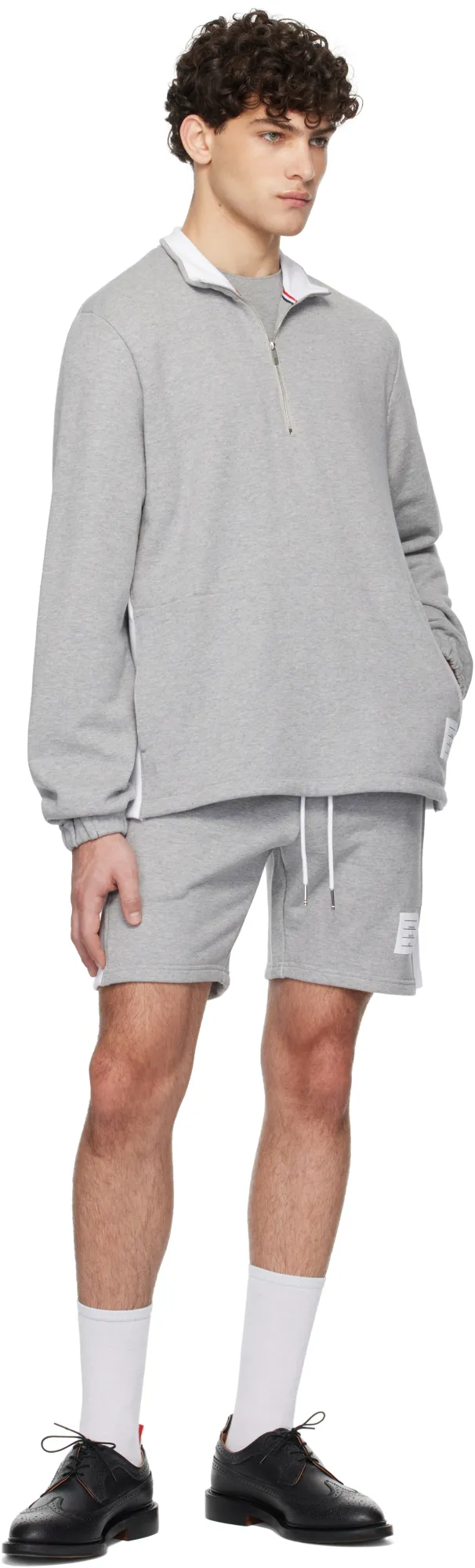 Mid-Rise Drawstring Track Shorts