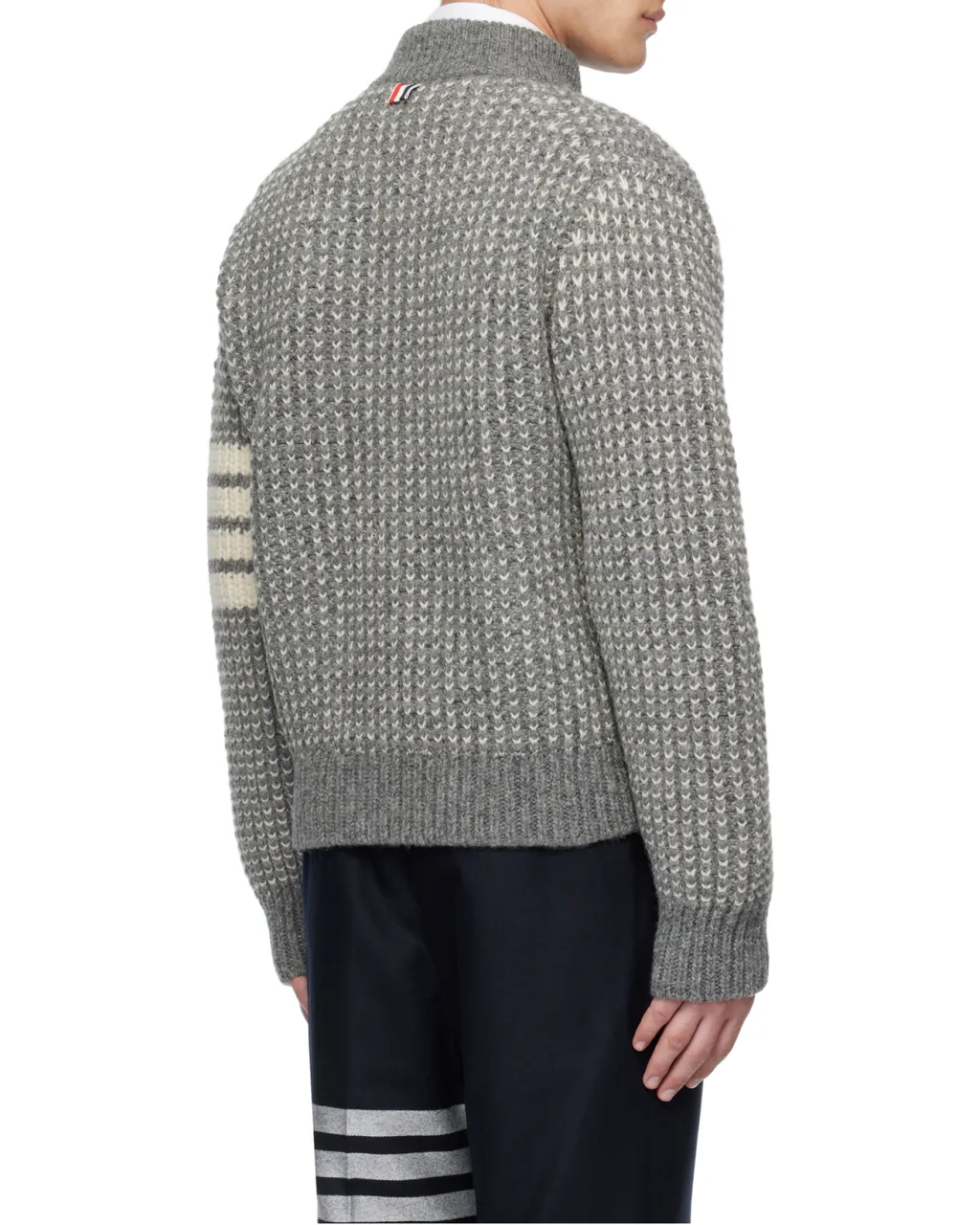 4-Bar Chunky-Knit Bomber Jacket
