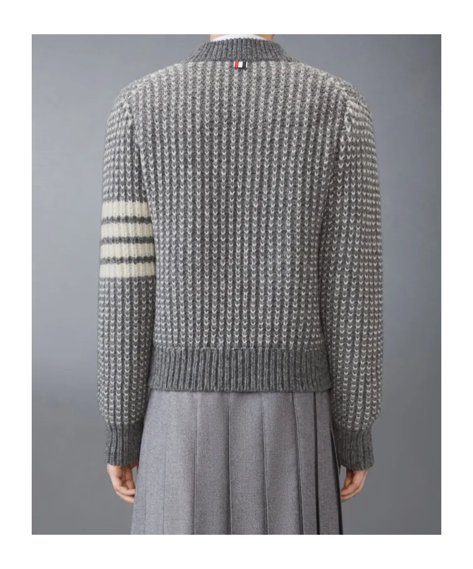 4-Bar Chunky-Knit Bomber Jacket