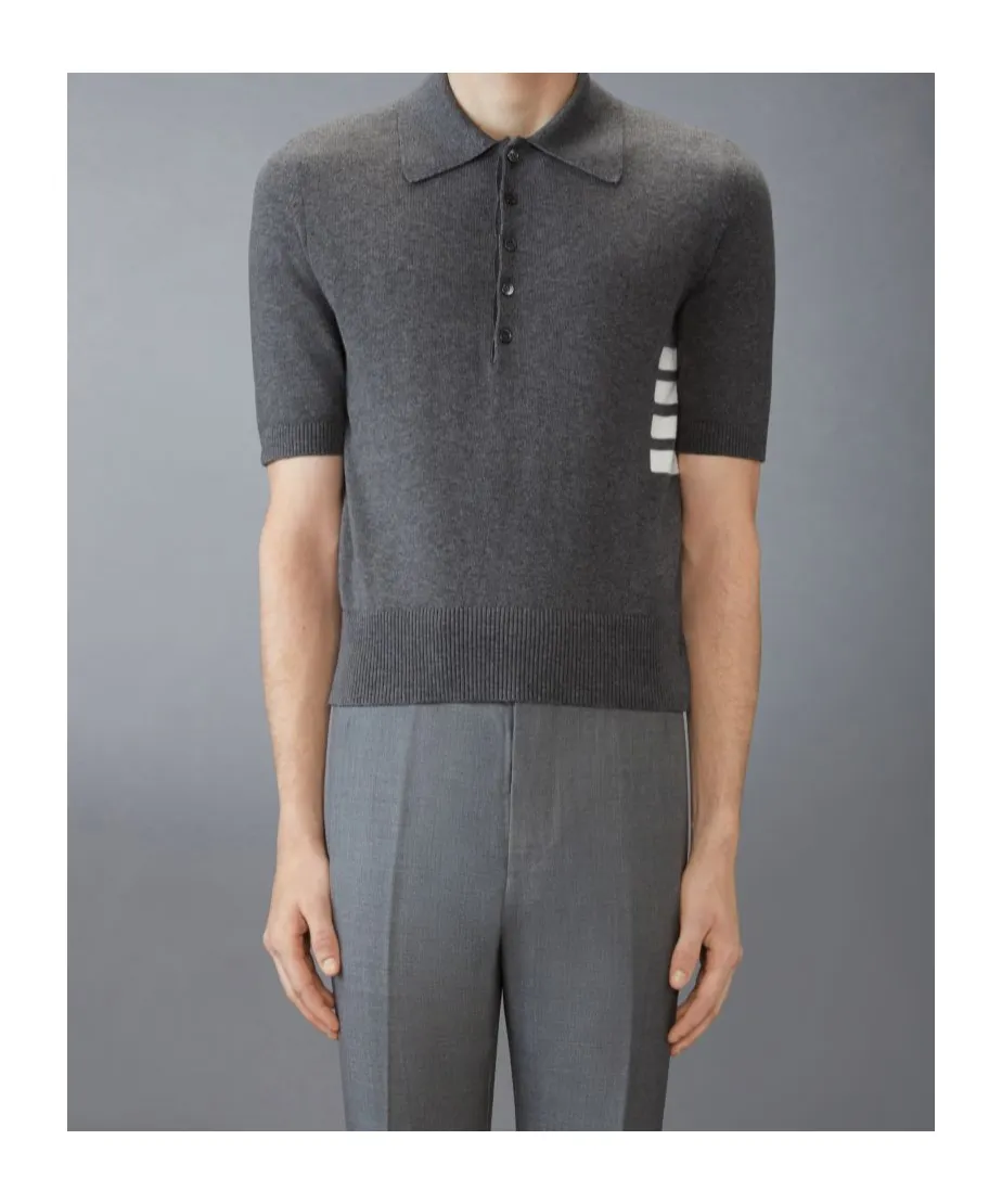 4-Bar Short-Sleeved Knitted Polo Shirt