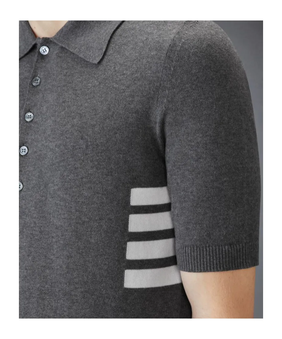 4-Bar Short-Sleeved Knitted Polo Shirt