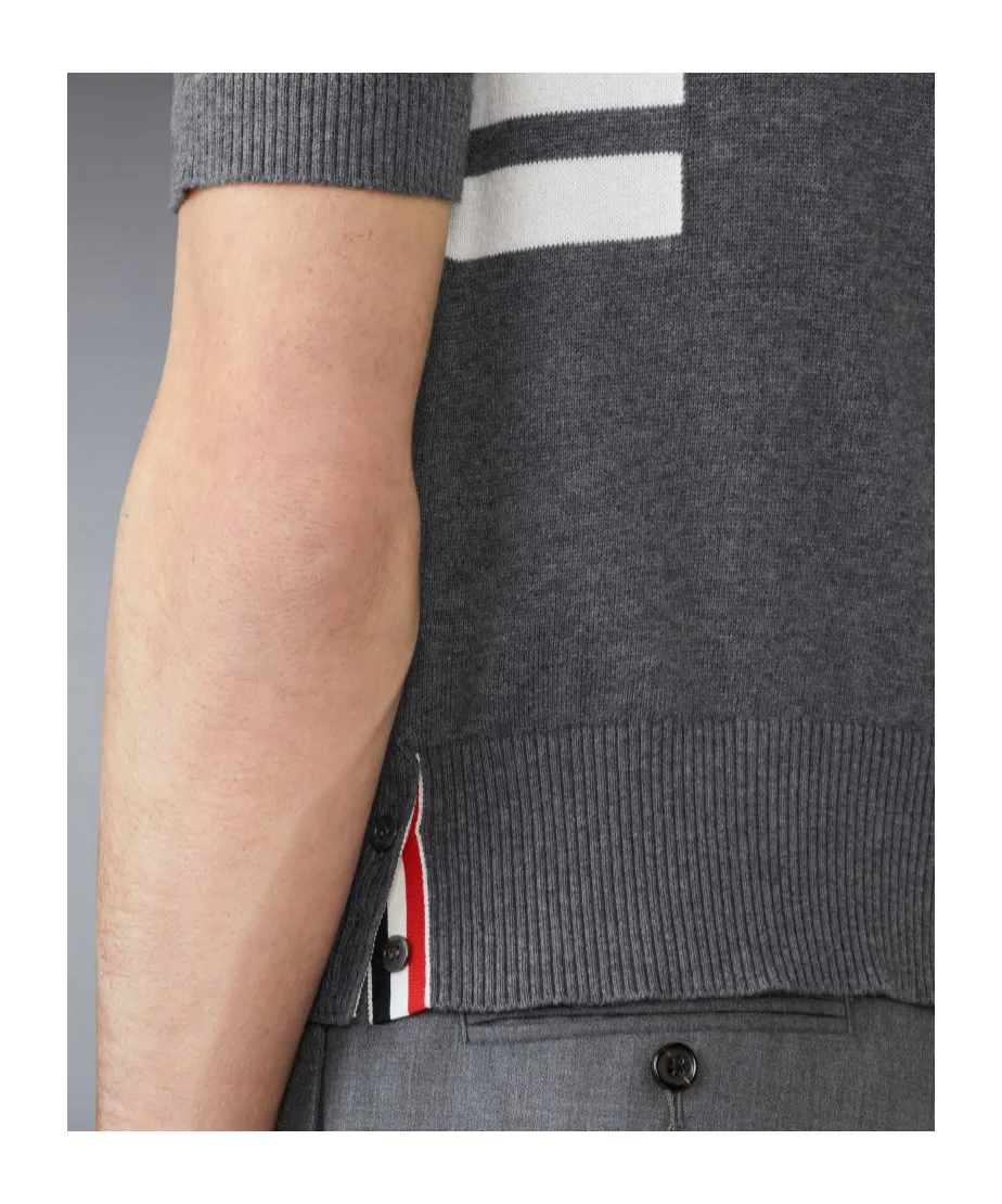 4-Bar Short-Sleeved Knitted Polo Shirt