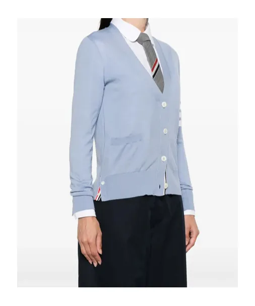 4-Bar V-Neck Knitted Cardigan