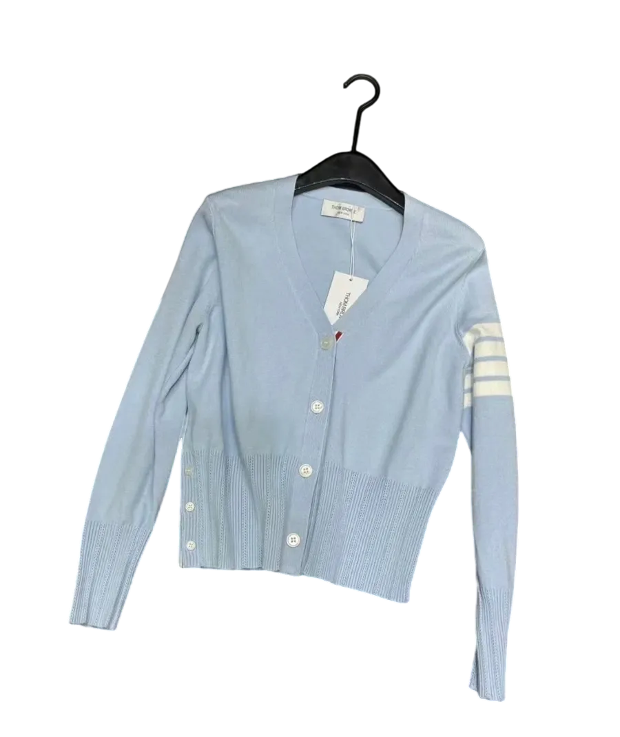 4-Bar V-Neck Knitted Cardigan