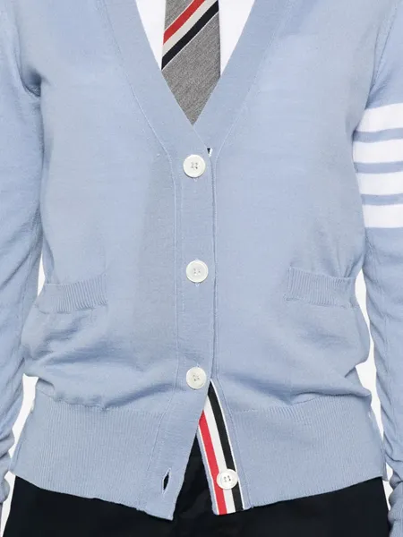 4-Bar V-Neck Knitted Cardigan