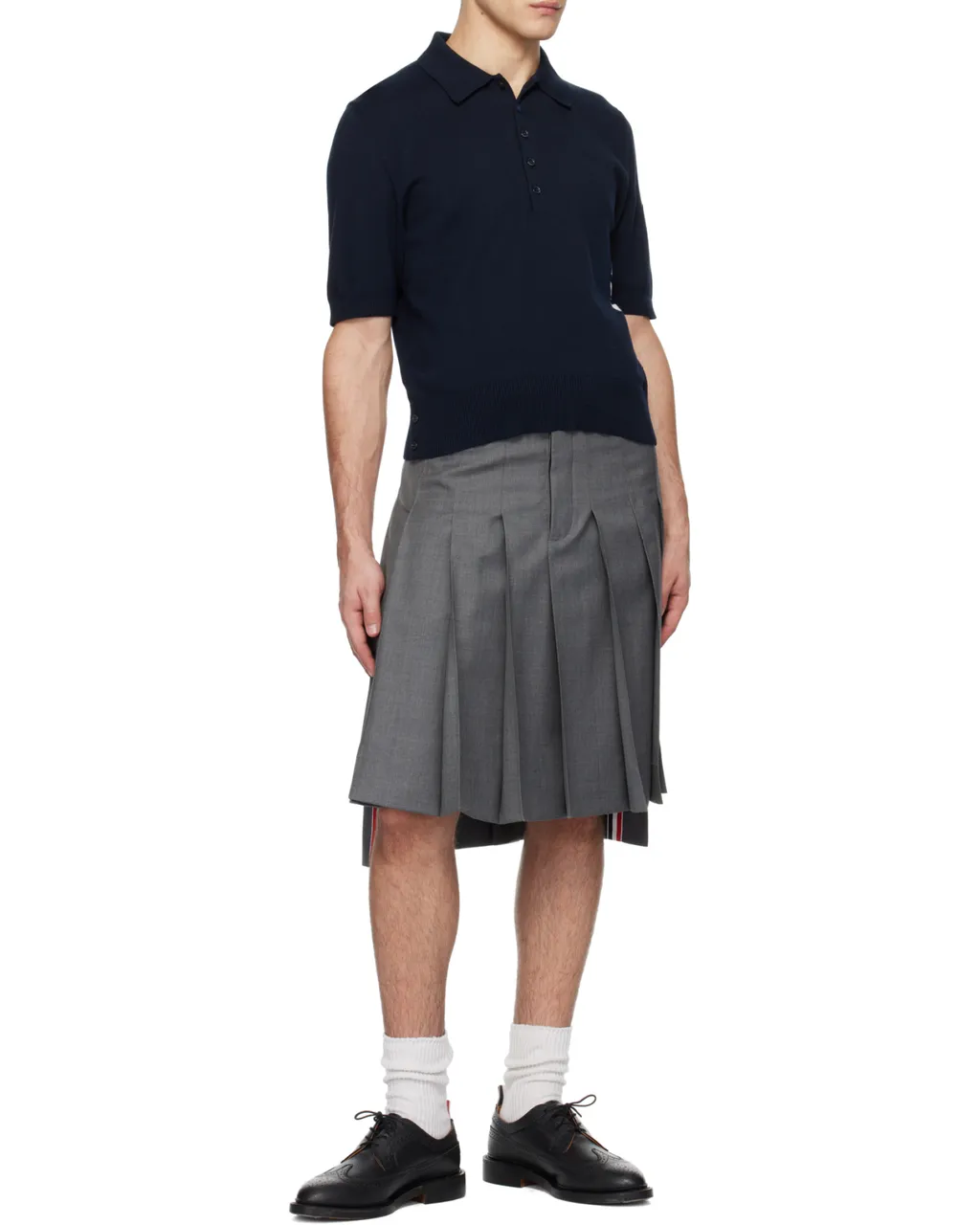4-Bar Short-Sleeved Knitted Polo Shirt