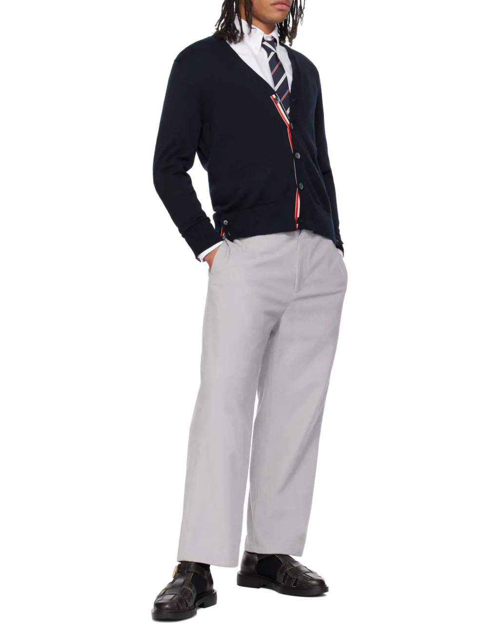 4-Bar V-Neck Relaxed-Fit Cardigan