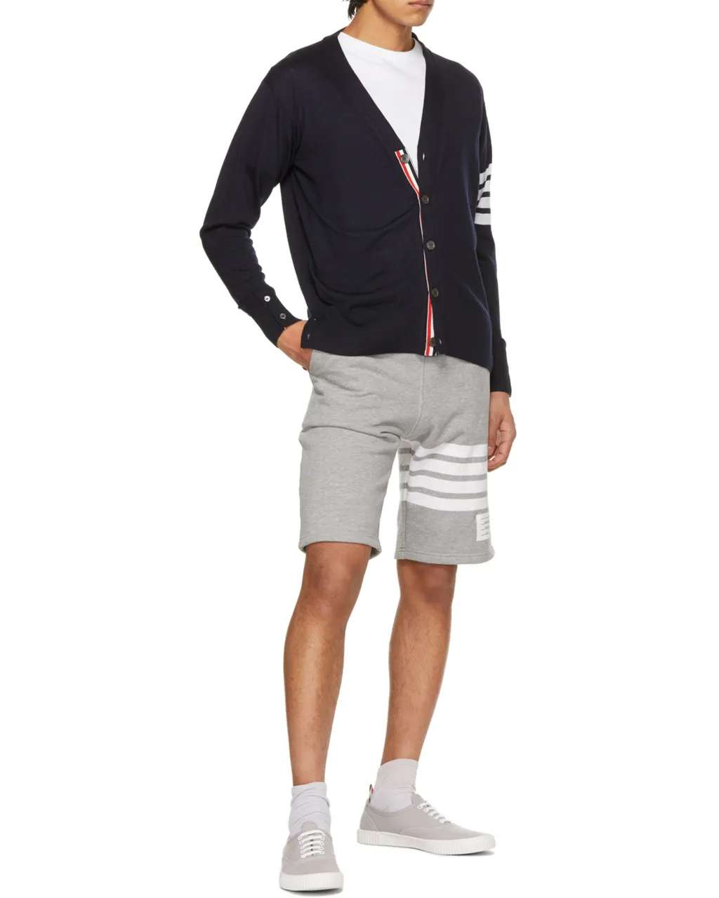 4-Bar Buttoned Cardigan