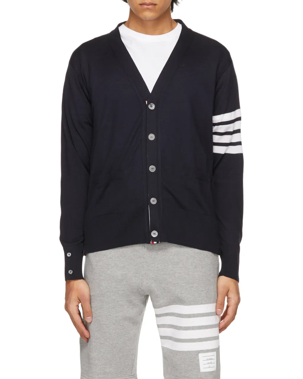 4-Bar Buttoned Cardigan
