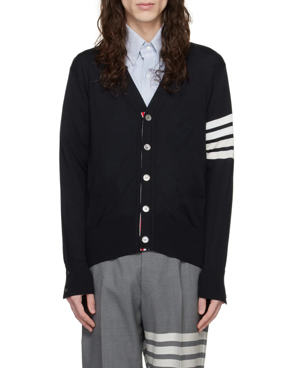 4-Bar Buttoned Cardigan