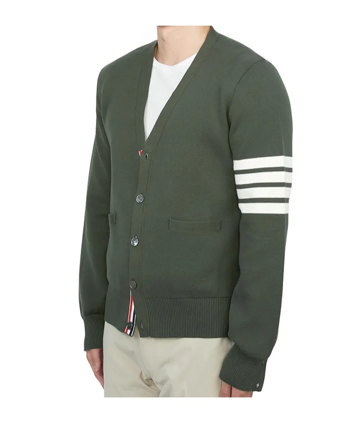 4-Bar Cotton Cardigan